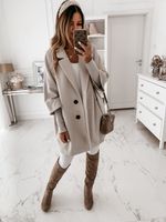 Women's Casual Solid Color Patchwork Single Breasted Woolen Coat main image 2