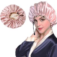 Fashion Solid Color Double-layer Satin Shower Cap 1 Piece main image 1