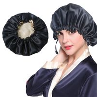 Fashion Solid Color Double-layer Satin Shower Cap 1 Piece sku image 4
