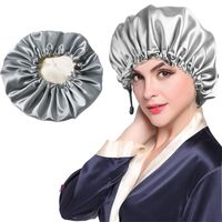 Fashion Solid Color Double-layer Satin Shower Cap 1 Piece sku image 7