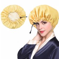 Fashion Solid Color Double-layer Satin Shower Cap 1 Piece sku image 11