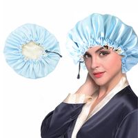 Fashion Solid Color Double-layer Satin Shower Cap 1 Piece sku image 10