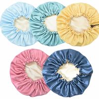 Fashion Solid Color Double-layer Satin Shower Cap 1 Piece main image 6