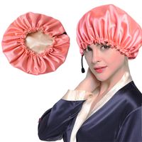 Fashion Solid Color Double-layer Satin Shower Cap 1 Piece sku image 6