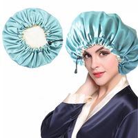 Fashion Solid Color Double-layer Satin Shower Cap 1 Piece sku image 9