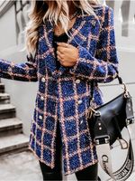 Women's Streetwear Houndstooth Plaid Printing Patchwork Single Breasted Woolen Coat main image 3