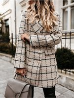 Women's Streetwear Houndstooth Plaid Printing Patchwork Single Breasted Woolen Coat main image 2