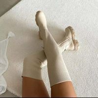 Women's Fashion Solid Color Round Toe Sock Boots main image 2