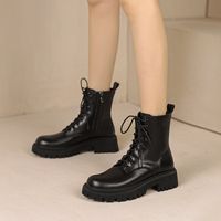 Women's Fashion Solid Color Round Toe Martin Boots main image 3