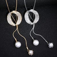Fashion Tassel Alloy Inlay Artificial Pearls Rhinestones Women's Necklace 1 Piece main image 5