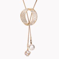 Fashion Tassel Alloy Inlay Artificial Pearls Rhinestones Women's Necklace 1 Piece main image 4