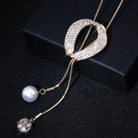 Fashion Tassel Alloy Inlay Artificial Pearls Rhinestones Women's Necklace 1 Piece sku image 1