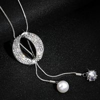 Fashion Tassel Alloy Inlay Artificial Pearls Rhinestones Women's Necklace 1 Piece sku image 2