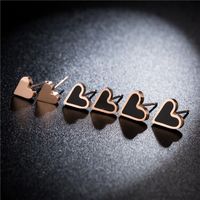 Fashion Heart Shape Butterfly Bow Knot Titanium Steel Inlay Rhinestones Ear Studs 3 Pairs main image 2