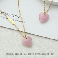 Fashion Heart Shape Titanium Steel Gold Plated Natural Stone Necklace 1 Piece main image 5