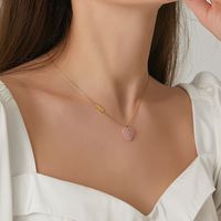 Fashion Heart Shape Titanium Steel Gold Plated Natural Stone Necklace 1 Piece main image 4
