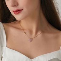 Fashion Heart Shape Titanium Steel Gold Plated Natural Stone Necklace 1 Piece main image 3