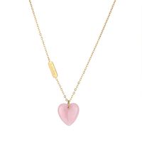 Fashion Heart Shape Titanium Steel Gold Plated Natural Stone Necklace 1 Piece main image 2