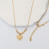 Fashion Heart Shape Titanium Steel Gold Plated Necklace 1 Piece sku image 1