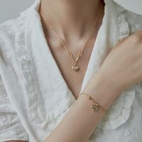 Fashion Heart Shape Titanium Steel Gold Plated Shell Pendant Necklace 1 Piece main image 4