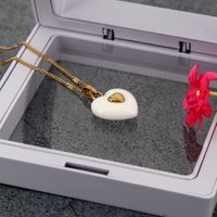 Fashion Heart Shape Resin Titanium Steel Plating Pendant Necklace 1 Piece sku image 2