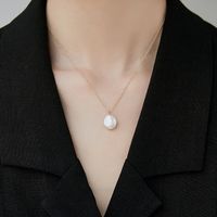 Moda Color Sólido Perla Acero Titanio Enchapado Collar Colgante 1 Pieza main image 3