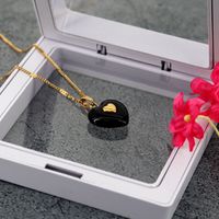 Fashion Heart Shape Resin Titanium Steel Plating Pendant Necklace 1 Piece sku image 4