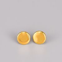 Vintage Style Round Titanium Steel Gold Plated Ear Studs 1 Pair main image 4