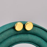 Vintage Style Round Titanium Steel Gold Plated Ear Studs 1 Pair main image 3