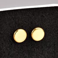 Vintage Style Round Titanium Steel Gold Plated Ear Studs 1 Pair main image 1