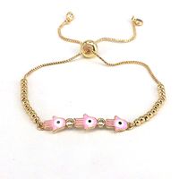 Fashion Palm Eye Copper Beaded Gold Plated Zircon Bracelets 1 Piece main image 7