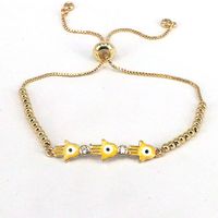 Fashion Palm Eye Copper Beaded Gold Plated Zircon Bracelets 1 Piece main image 8