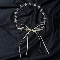 Korean Bridal Star Rhinestone Ribbon Hairband Wedding Headwear Ear Clip Set sku image 3