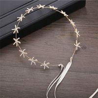 Korean Bridal Star Rhinestone Ribbon Hairband Wedding Headwear Ear Clip Set sku image 2