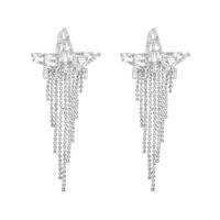Fashion Pentagram Alloy Tassel Rhinestones Women's Dangling Earrings 1 Pair main image 3