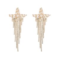 Fashion Pentagram Alloy Tassel Rhinestones Women's Dangling Earrings 1 Pair sku image 2