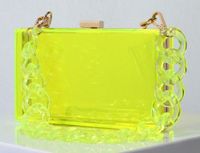 Red Transparent Fluorescent Green Arylic Solid Color Square Evening Bags sku image 3