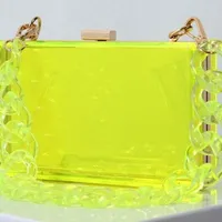 Red Transparent Fluorescent Green Arylic Solid Color Square Evening Bags sku image 3