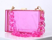 Red Transparent Fluorescent Green Arylic Solid Color Square Evening Bags sku image 5