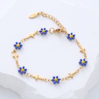 Simple Style Cross Flower Stainless Steel Patchwork Enamel Gold Plated Bracelets 1 Piece main image 4