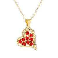 Sweet Heart Shape Copper Gold Plated Zircon Pendant Necklace 1 Piece main image 2
