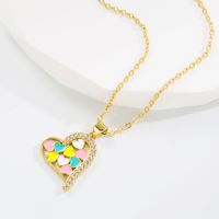 Sweet Heart Shape Copper Gold Plated Zircon Pendant Necklace 1 Piece main image 5