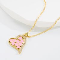 Sweet Heart Shape Copper Gold Plated Zircon Pendant Necklace 1 Piece main image 4