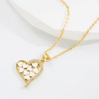 Sweet Heart Shape Copper Gold Plated Zircon Pendant Necklace 1 Piece main image 3