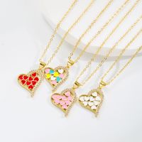 Sweet Heart Shape Copper Gold Plated Zircon Pendant Necklace 1 Piece main image 1
