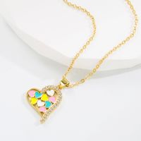 Sweet Heart Shape Copper Gold Plated Zircon Pendant Necklace 1 Piece sku image 1