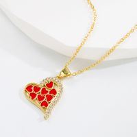Sweet Heart Shape Copper Gold Plated Zircon Pendant Necklace 1 Piece sku image 4
