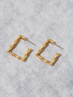Simple Style Square Copper Gold Plated Ear Studs 1 Pair main image 1