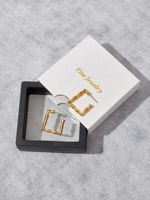 Simple Style Square Copper Gold Plated Ear Studs 1 Pair main image 4