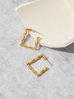 Simple Style Square Copper Gold Plated Ear Studs 1 Pair main image 2